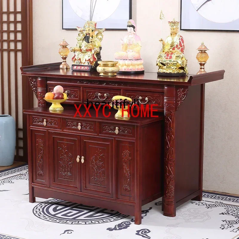 

Buddha Niche Altar Buddha Shrine Incense Burner Table Simple Solid Wood Desk Altar Cabinet Buddha Statue Enshrine Sets