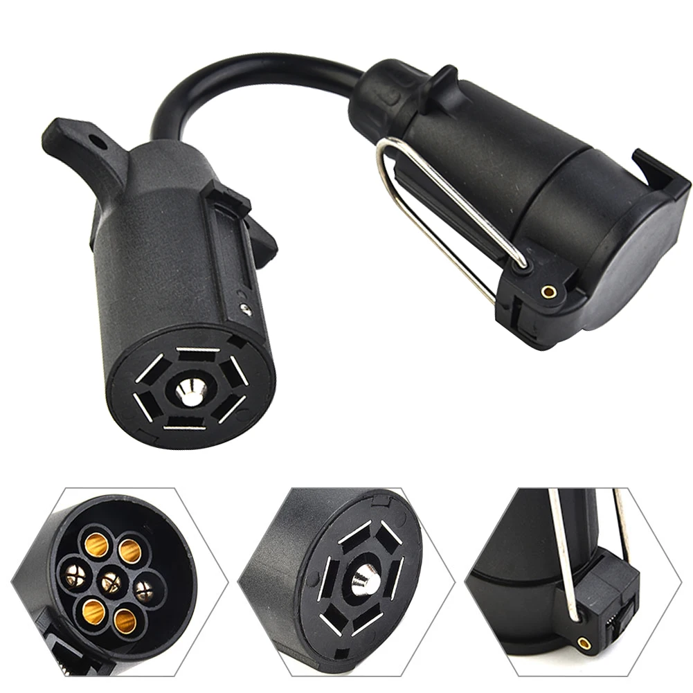 

7-контактная розетка с лезвием (автомобиль США) на 7-контактный круглый (европейский прицеп) Разъем адаптера прицепа Преобразователь света прицепа из США в ЕС