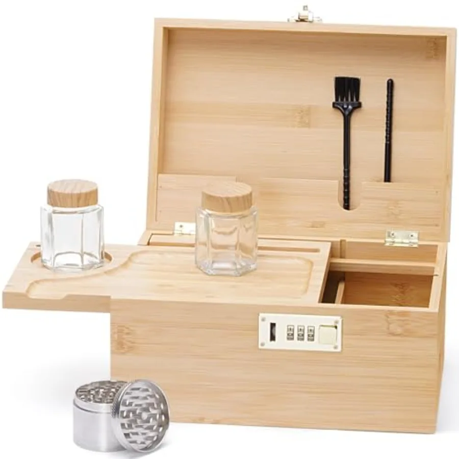 

Large bamboo box locked storage decorative box with combination lock wooden lock box with lid wooden locked storage box with re