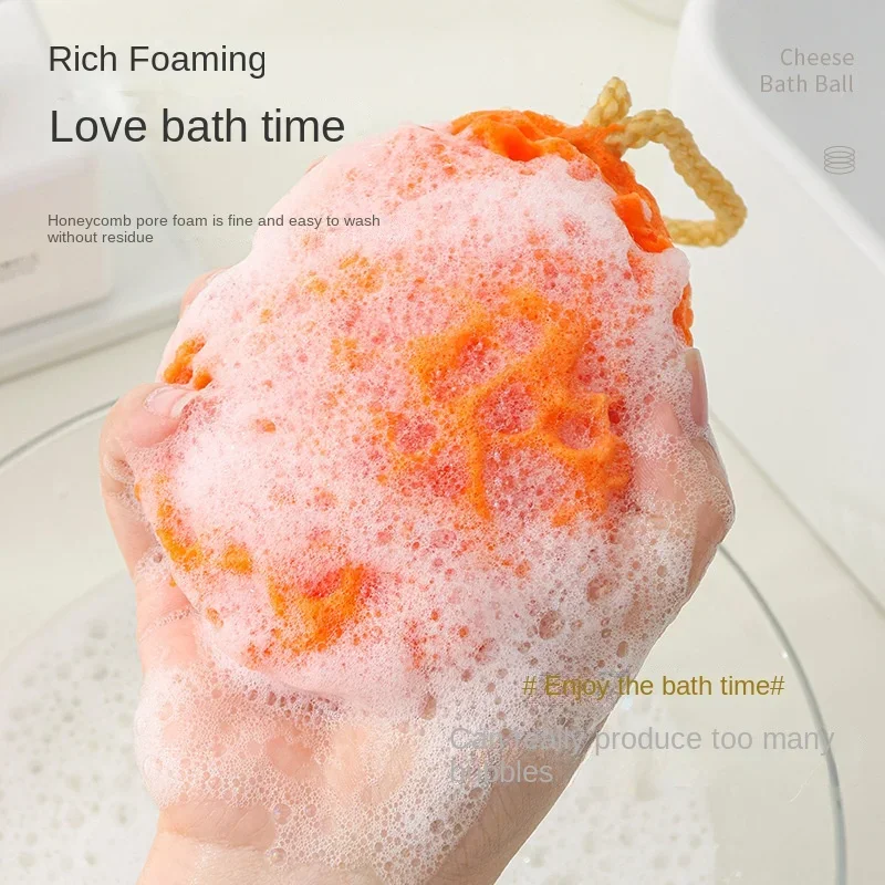 2pc Soft Mesh Bath Sponge Balls Nylon Cleaning Brush Shower Puff Body Cleaner Exfoliating Scrubbers Bath Ball Bathroom Supplies