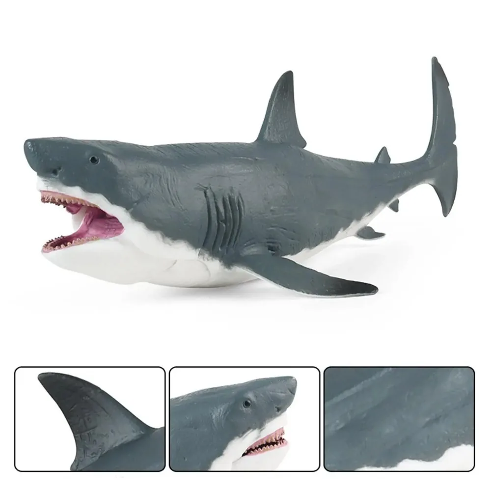Wild Megalodon Action Figure Toy Realistic Plastic Ocean Animal Statue Handmade Big Shark Fish Model