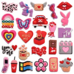 1-25PCS Shoe Charms Mobile Phone Drink Cake Valentine's Day Slipper Accessories Shoes Ornaments For Clogs Pins Holiday Present