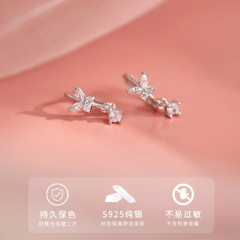 925 Sterling Silver Butterfly Zircon Earrings For Woman Wedding Earrings Jewelry Accessories Prevent Allergies Jewellery