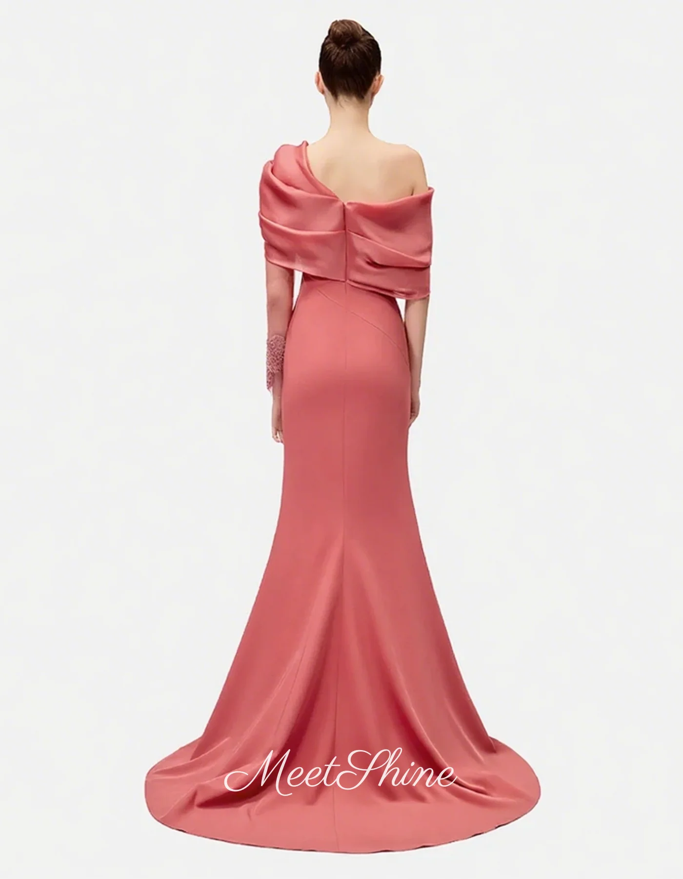 فستان سهرة فاخر بحورية البحر بفتحة جانبية للنساء دبي كورال بكتف واحد سويب تراين من الساتان فستان رسمي لحفلات الزفاف والحفلات الراقصة حسب الطلب