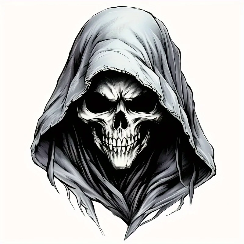 1Pc 2D Flat Grim Reaper Skull Vinyl Sticker Self Adhesive For Car Motorcycle Laptop Wall Window Gothic Decor