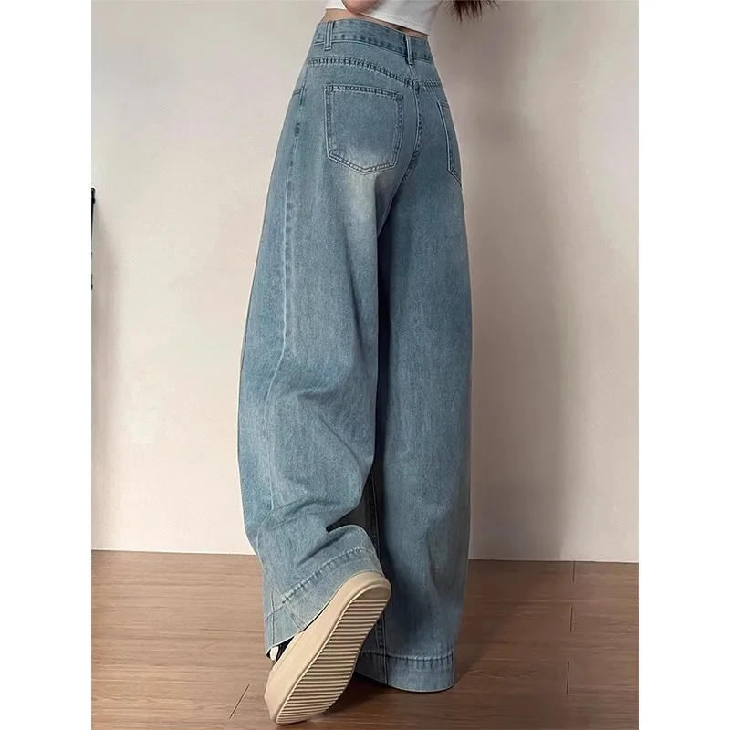 Luźne jeansy damskie z wysokim stanem, krótkie, do kostek, typu capri, damskie spodnie dżinsowe, modne, podstawowe, proste, na co dzień.