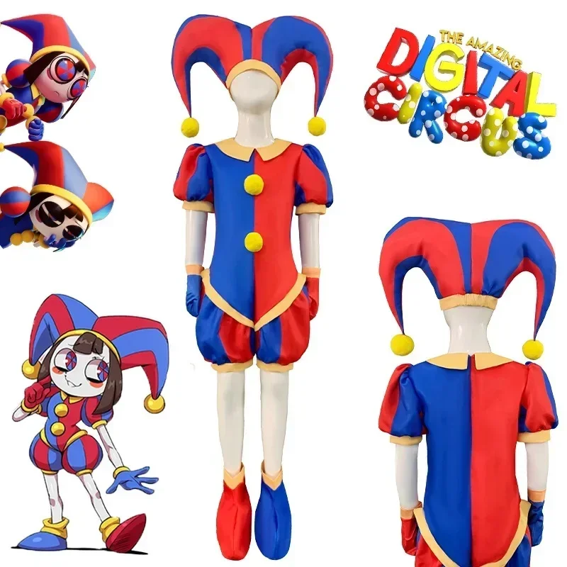 SN66 L'incredibile Circo Digitale Pomni Costume Cosplay Uniforme Tuta Cappello Tuta Umana per Bambini Adulti Costume Cartoon CosW&M