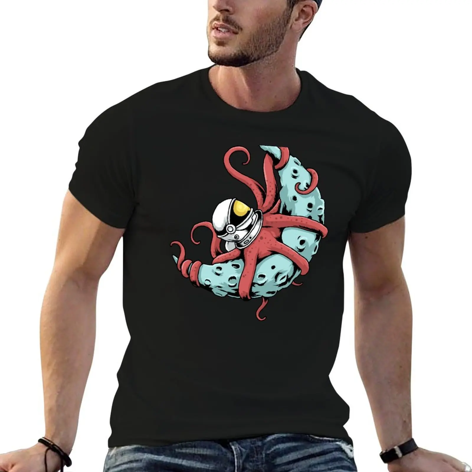 Astronaut Octopus Tshirt Kraken Squid Space Astronomy Moon T-Shirt Plus Size Lightweight Top