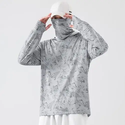 

Men's Camouflage Sun Protection Clothing Breathable Ice Silk Fiing Clothes ort Sve UPF50+ UV Protection Summer Faion