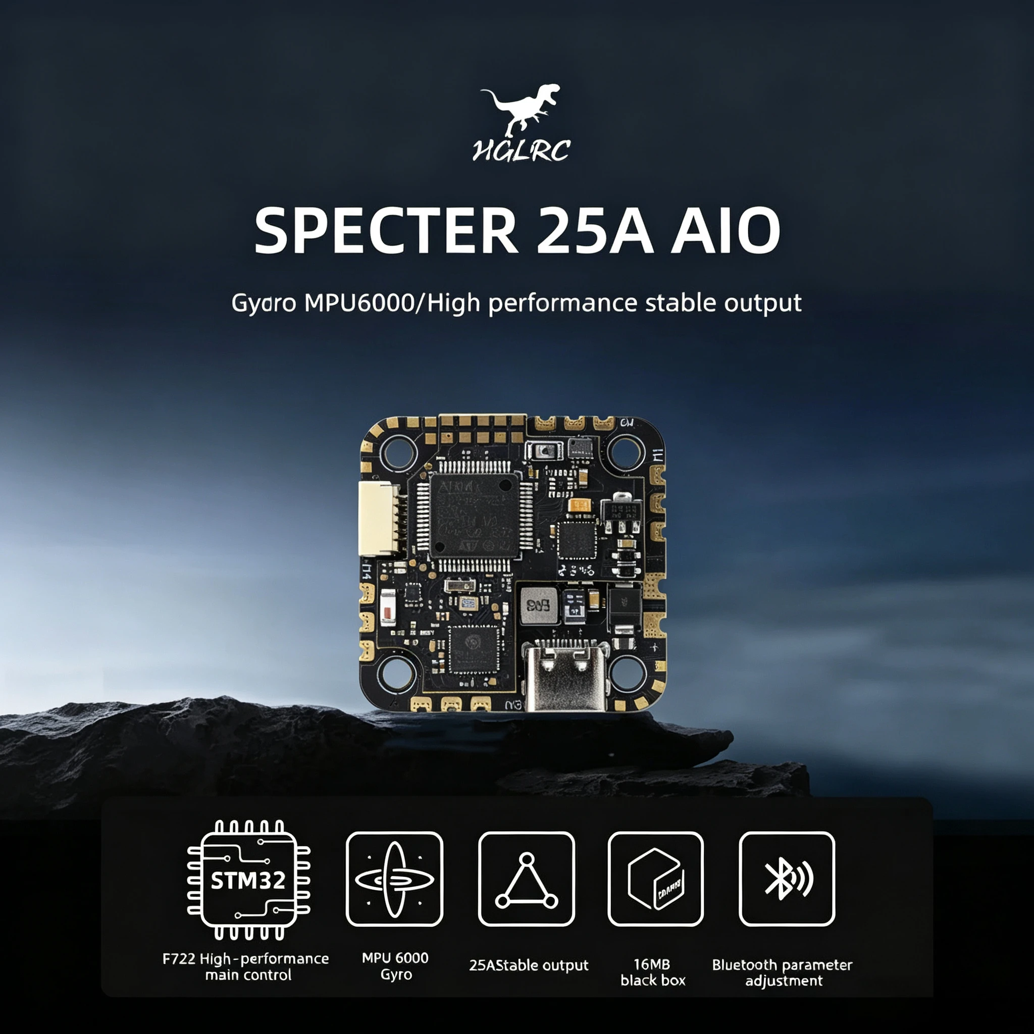 Upgrade FPV Racing HGLRC SPECTER 25A AIO FC with Built-in Barometer & Bluetooth Tuning