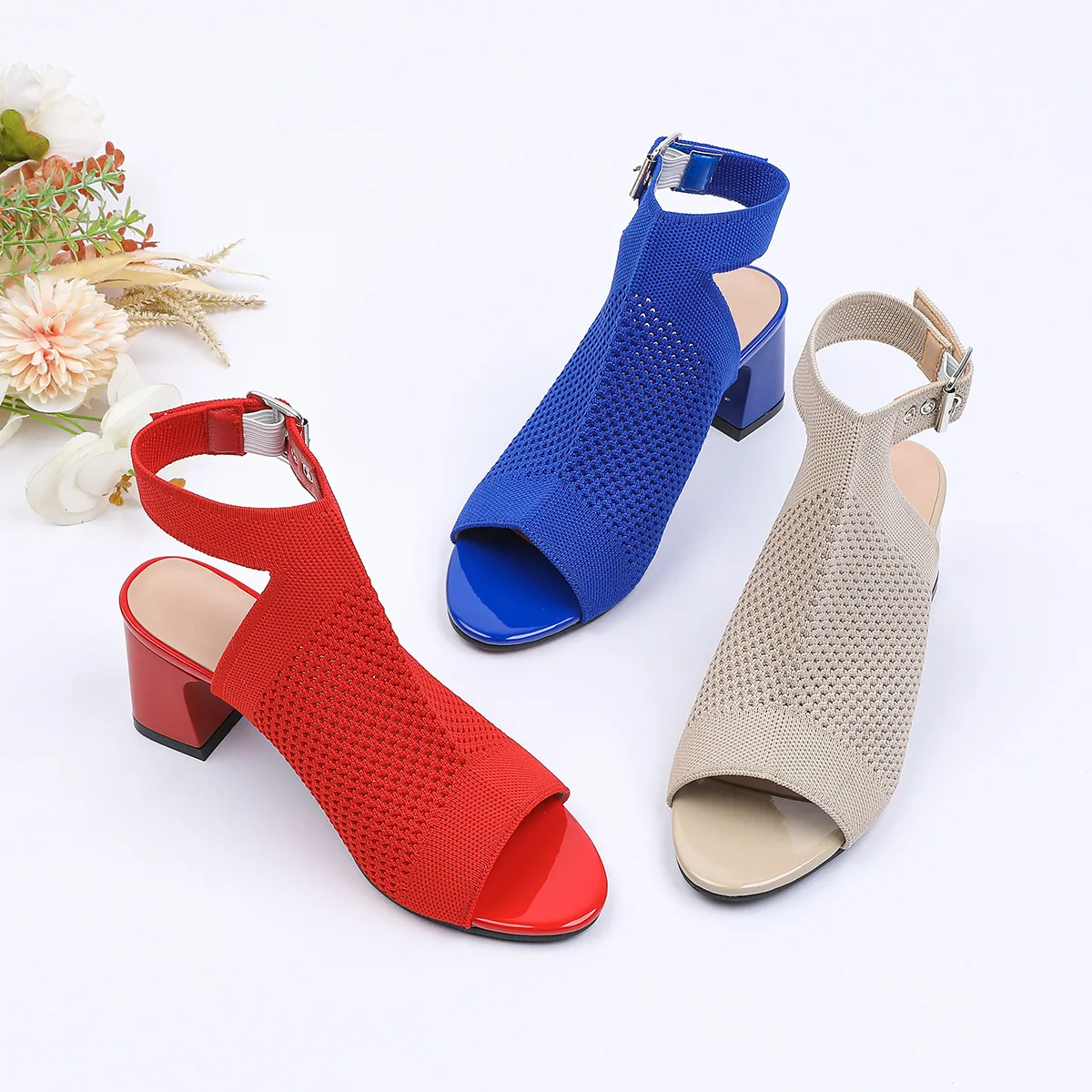 

Summer New Fashionable Sandals for Women Japanese Coarse Heels Fish Mouth Boots Buckle High Heels Cool Boots Look Thin