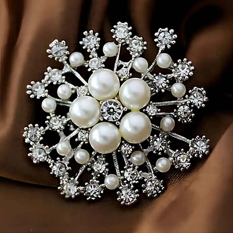 Fashion Rhinestone Imitation Pearl Brooch For Women Vintage Crystals High Quality Broochs Pins Jewelry Clothing Accessories