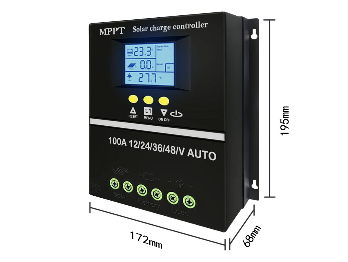 Imagem -02 - Roexby-ferramentas Controlador de Carga Solar Lcd Dual Usb Carregador Rápido Chumbo Aacid Bateria de Lítio Mppt 100a 80a 60a 12v 24v 36v 48v