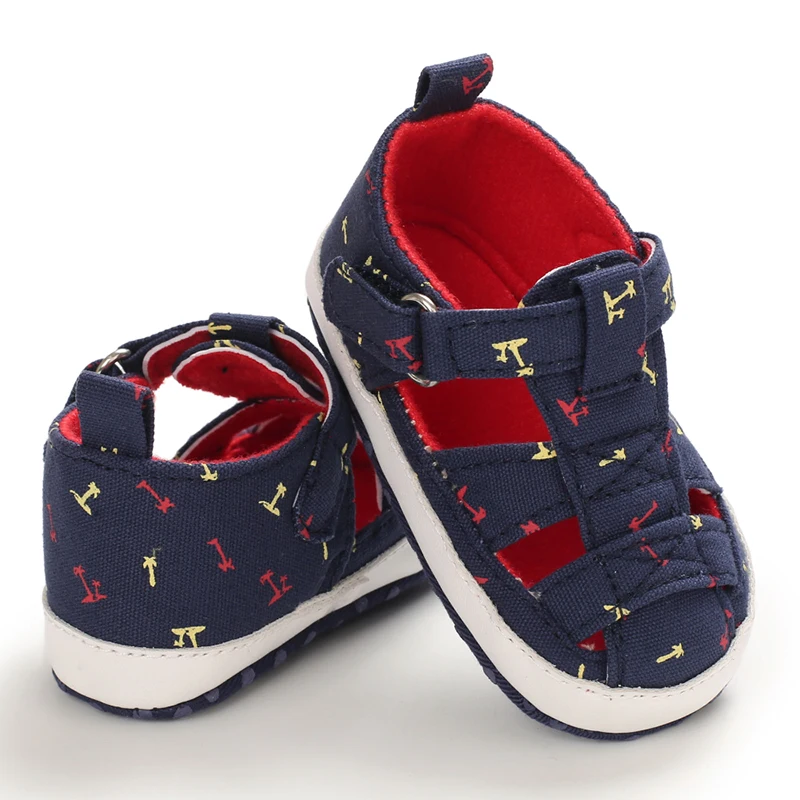 Baby Canvas Sandals 0-18 Months Boys Soft Soled Closed Toe Anti-Collision Walking Shoes