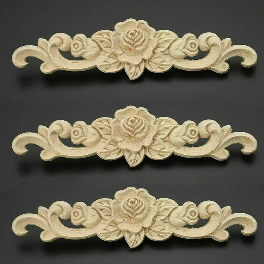 Enhance Furniture with Wooden Carved Applique, Exquisite Flower Pattern, Unpainted Mouldings, Classic and Elegant