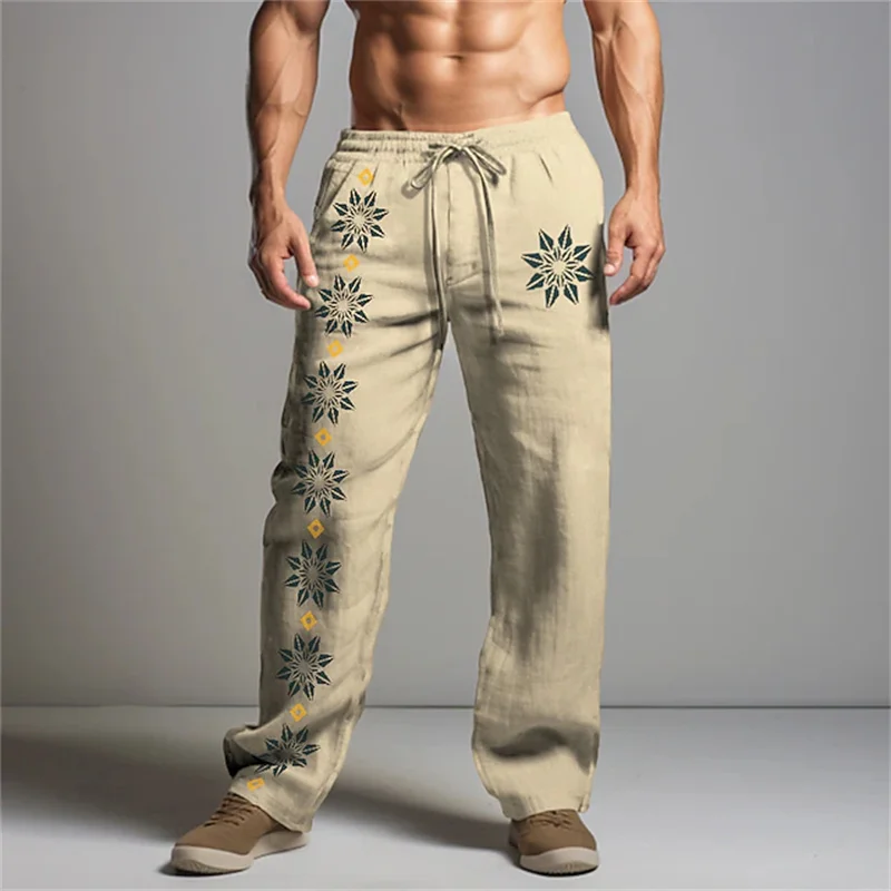 جديد الأزهار طباعة المرأة السراويل الرباط المرأة استرخاء صالح مستقيم الساق السراويل تنفس ملابس الشارع الشهير والسراويل في الهواء الطلق #2