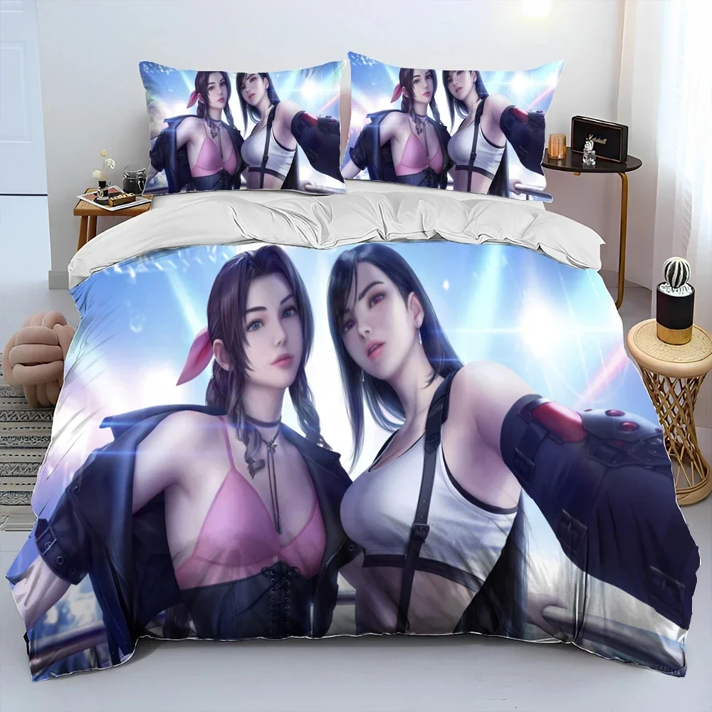 3D Print Anime Game Tifa Aerith Sexy Girl Lace Bedding Set Duvet Cover Bed Set Quilt Cover Pillowcase Comforter king Queen Size