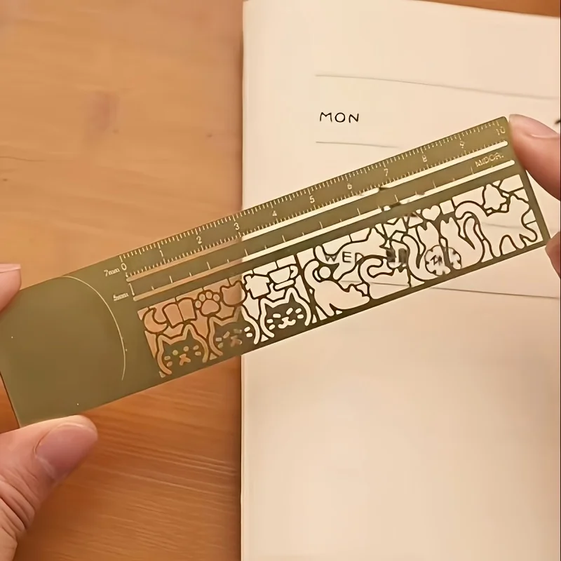 1 قطعة نمط القط لطيف على الوجهين المرجعية ، حاكم | قرطاسية دقيقة للمذكرات، كتاب التخطيط، أداة قرطاسية إبداعية لالتدوين #5