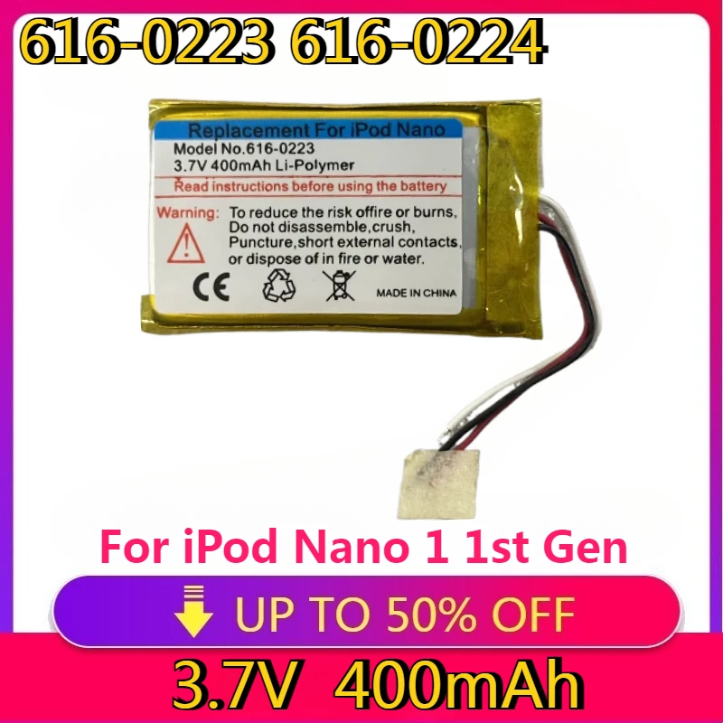 

New High quality 616-0224 Battery 616-0223 For iPod Nano 1 1st Gen Generation MP3 Rechargeable Nano1 616-0223 Batteries