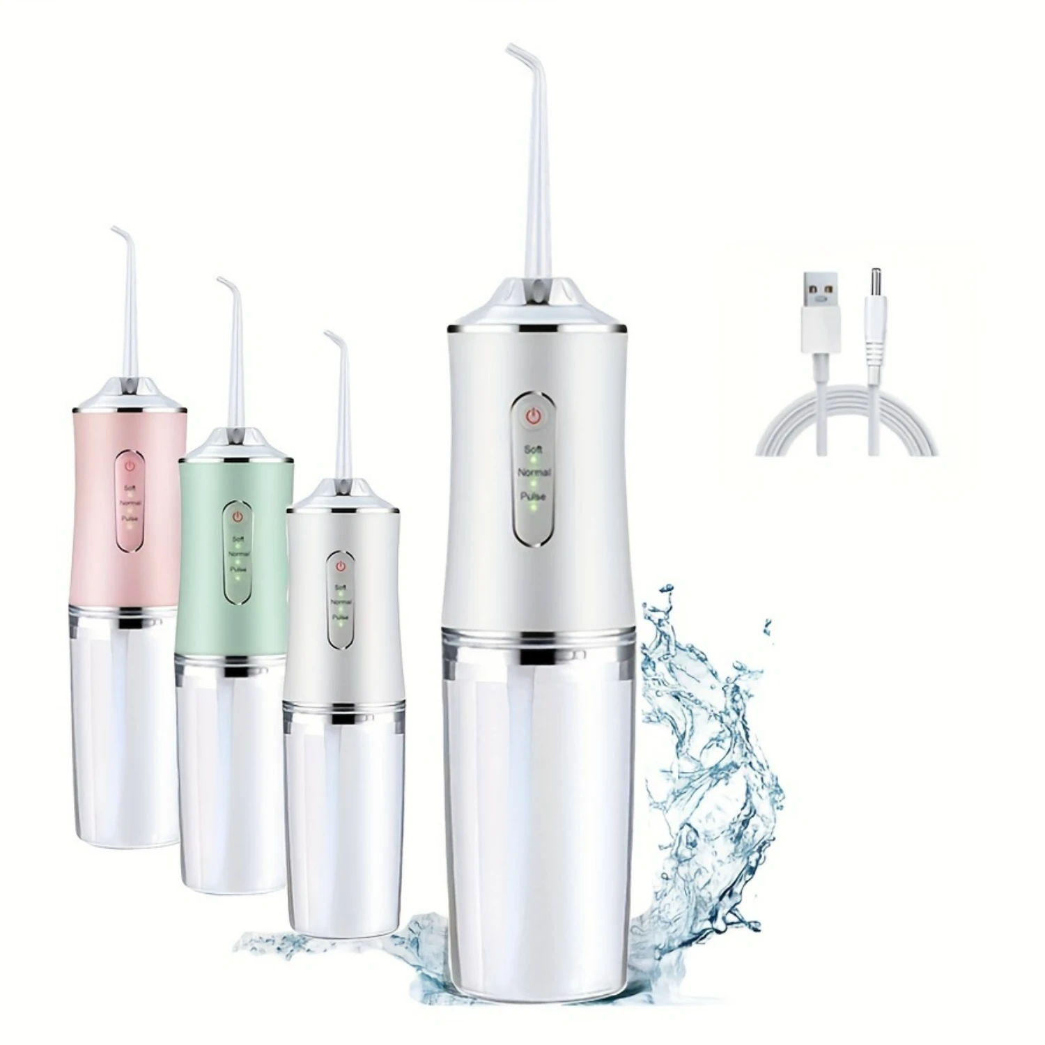 調整可能なスマート充電式ポータブル歯スクラバー - 7.44オンスの水容量、3つのモードを備えた家庭用歯フロッサー