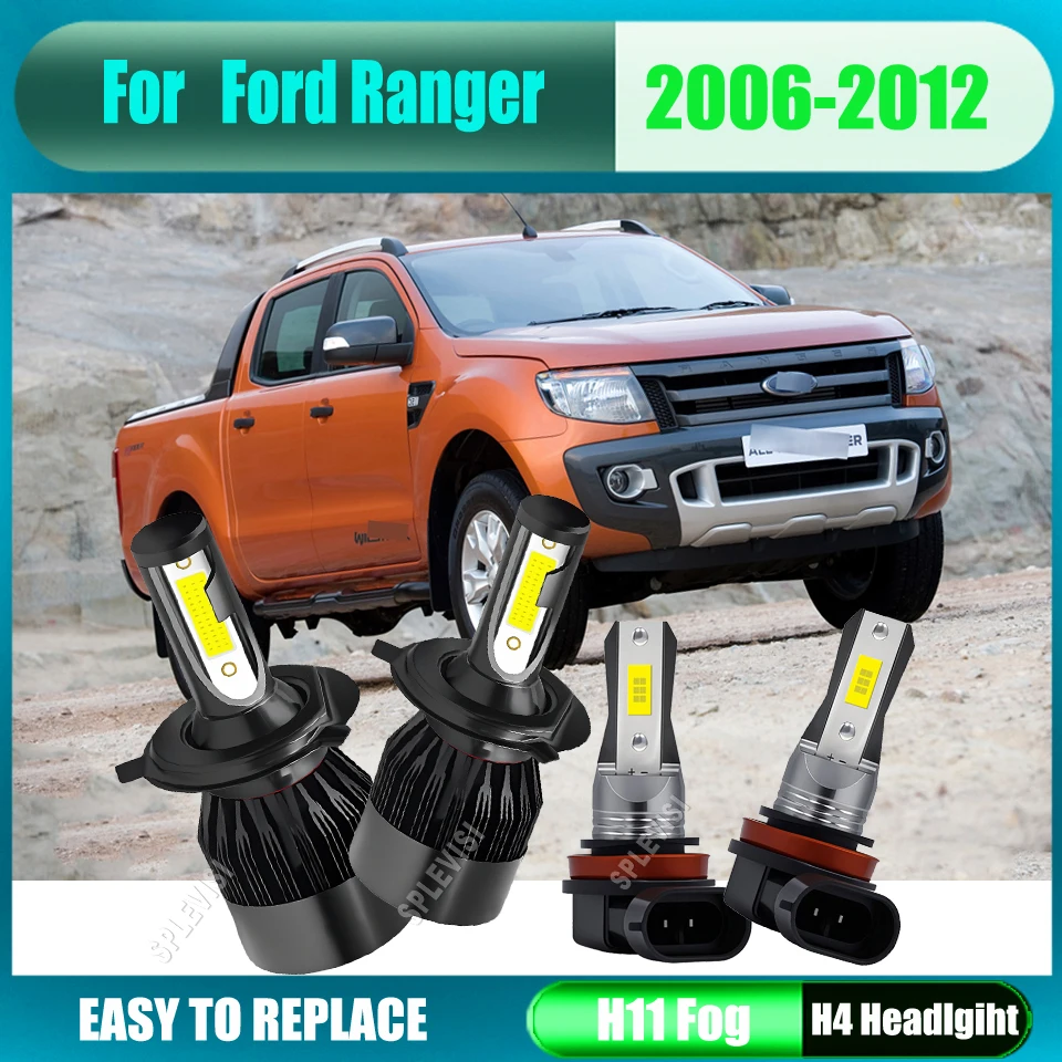 

12v Car Auto LED White Headlight Foglight for Easy Vehicle Compatibility For Ford Ranger 2006 2007 2008 2009 2010 2011 2012