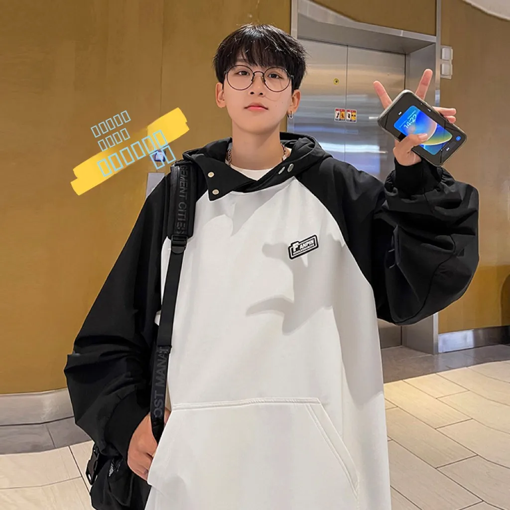 

Oversize Hoodie Sweatirt Men's Autumn Winter Outdoor Fce Lined Warm Waterproof Men's Clothing Trendy Casual Wear