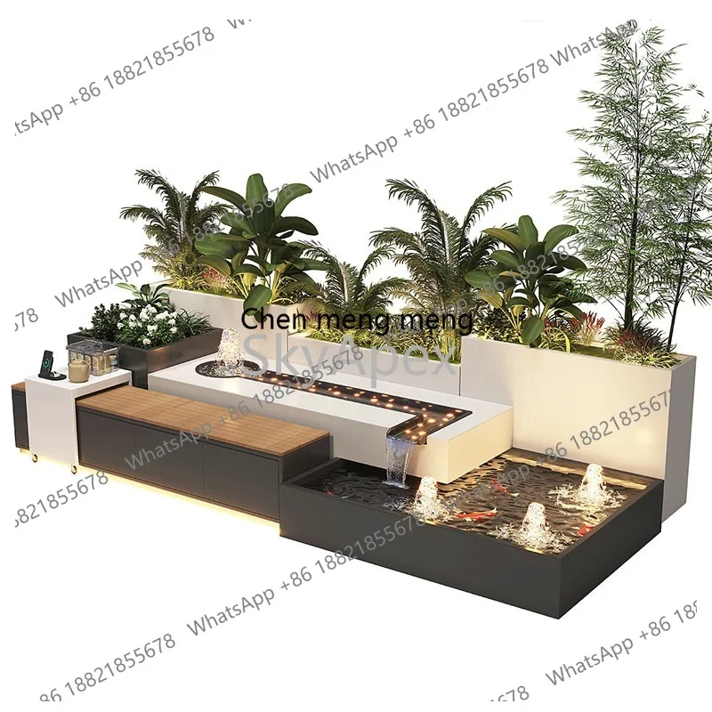

Finished Stainless Steel Garden Fish Pond -Durable Circulating Water Fountain Ornament For Indoor Outdoor Balcony Courtyard
