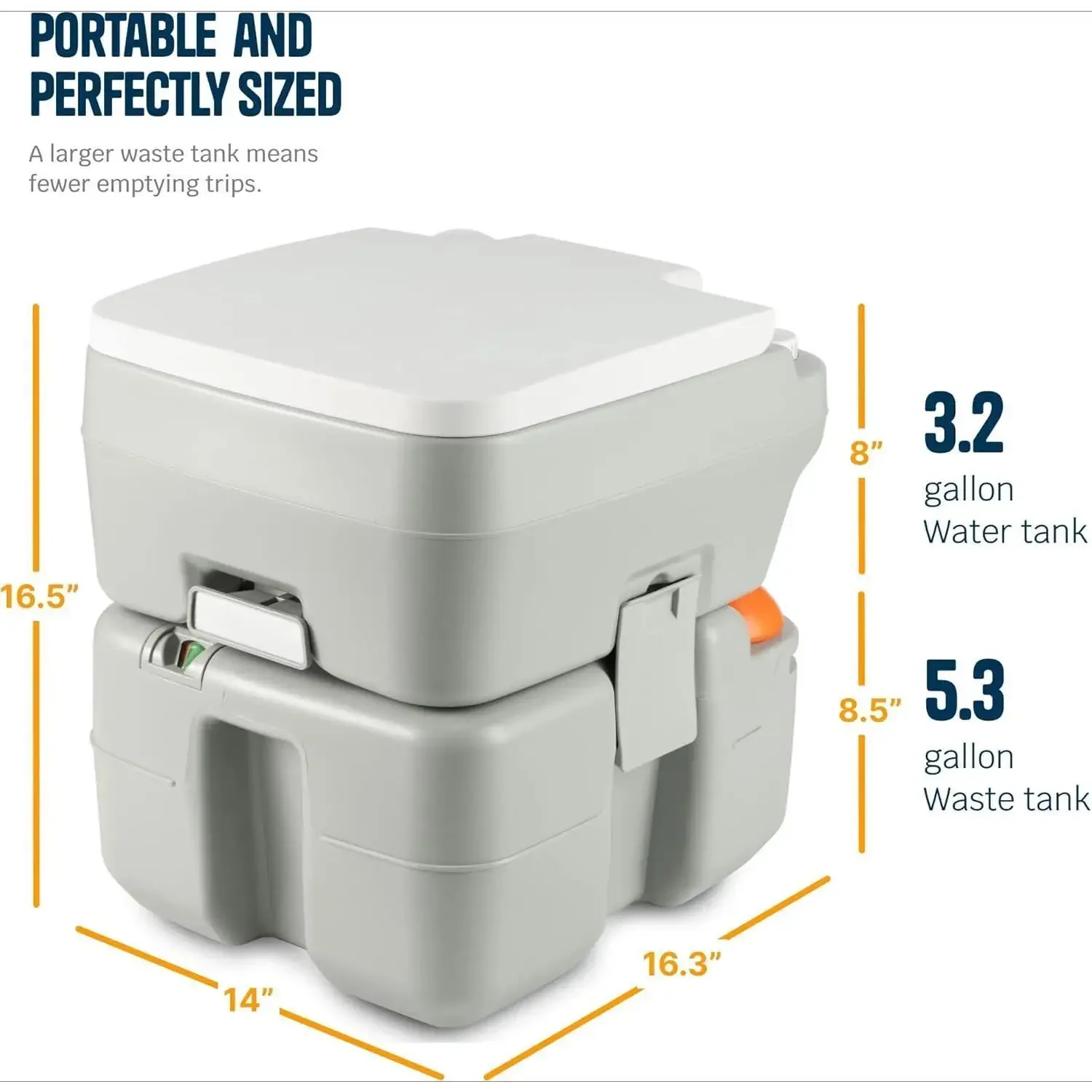 YOU-Portable Toilet – Compact Indoor & Outdoor Commode w/Travel Bag for Camping, RV, Boat – Piston Pump Flush, 5.3 Gallon
