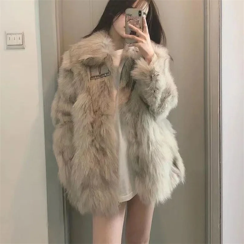 4XL 2024 Winter Quilted New Lmitation Fox Fur Grass Coat Fur One Piece Fur Coat Female Thick Jacket Outwear Women Long Fur Coat