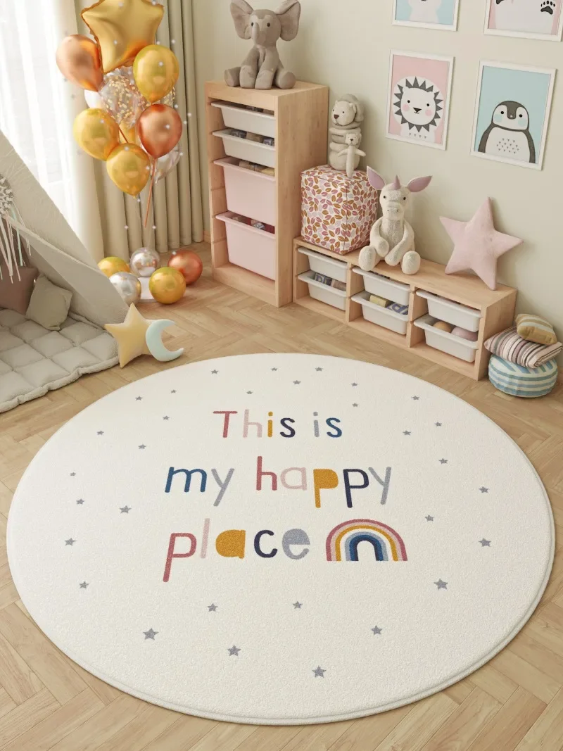 You Are My Sun Shine Round Nursery Play Mat - Soft Cream Area Rug for Baby Nursery Decor