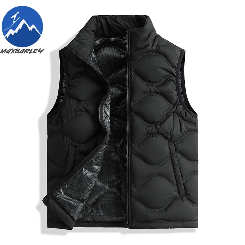 Maxbarley Men Down Vest Unisex Fashion Stand Collar Lightweight Padded Waistcoat Casual Outdoor Photography Winter Warm Parka