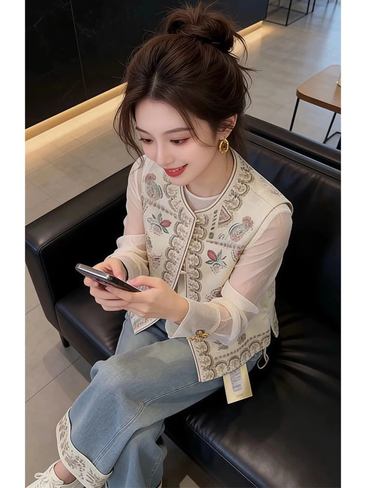 

Elegant Spring 2026 Women's Denim Jacket And Pants Set Beautiful Three-Piece Suit Casual Style High Waist Loose Fit Shirt