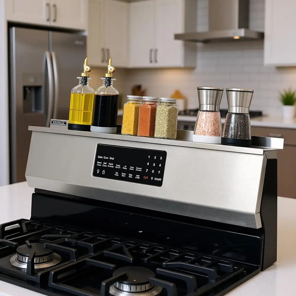 

30 Length Stainless Steel Magnetic Shelf for Kitchen Stove - Kitchen Storage Solution with Zero Installation - Over Stove Spice