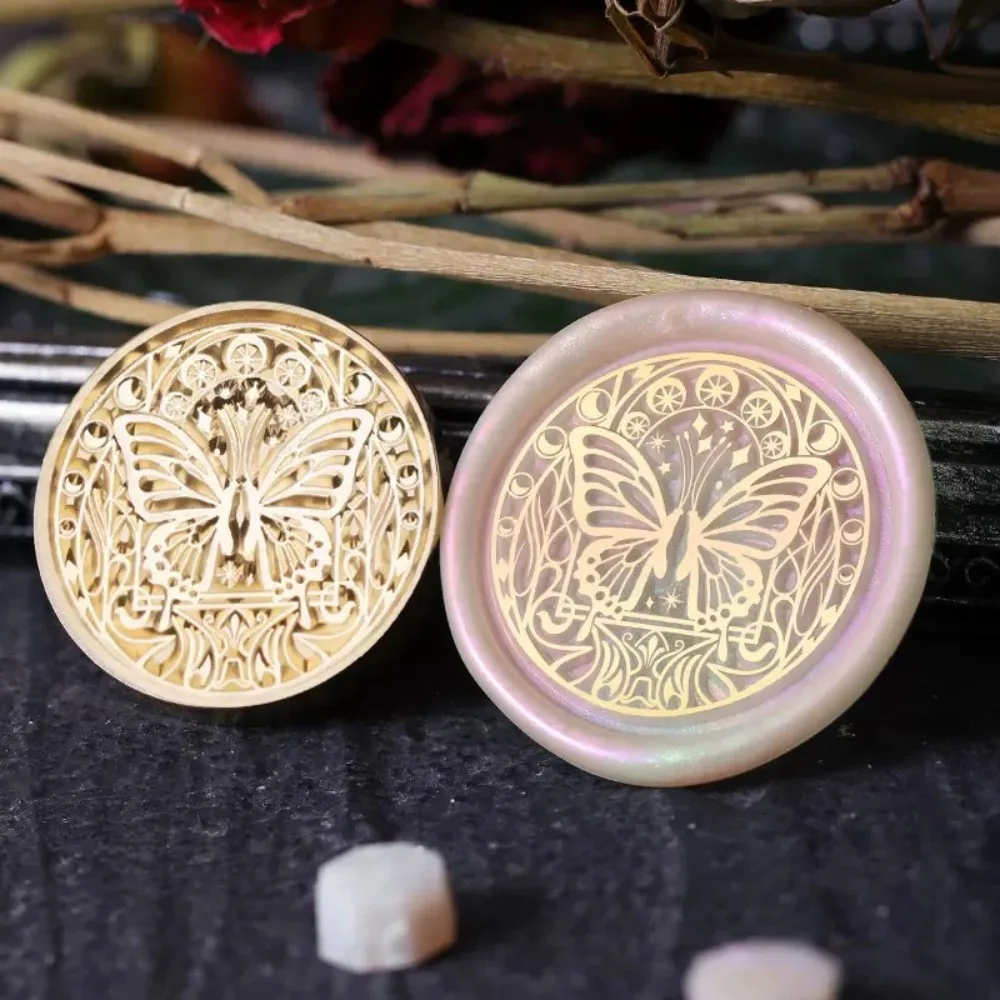 Butterfly Icon Wax Seal Stamp Replace Head Star Sky Pattern Antique Metal Sealing Wax Seals Head Retro Flowers