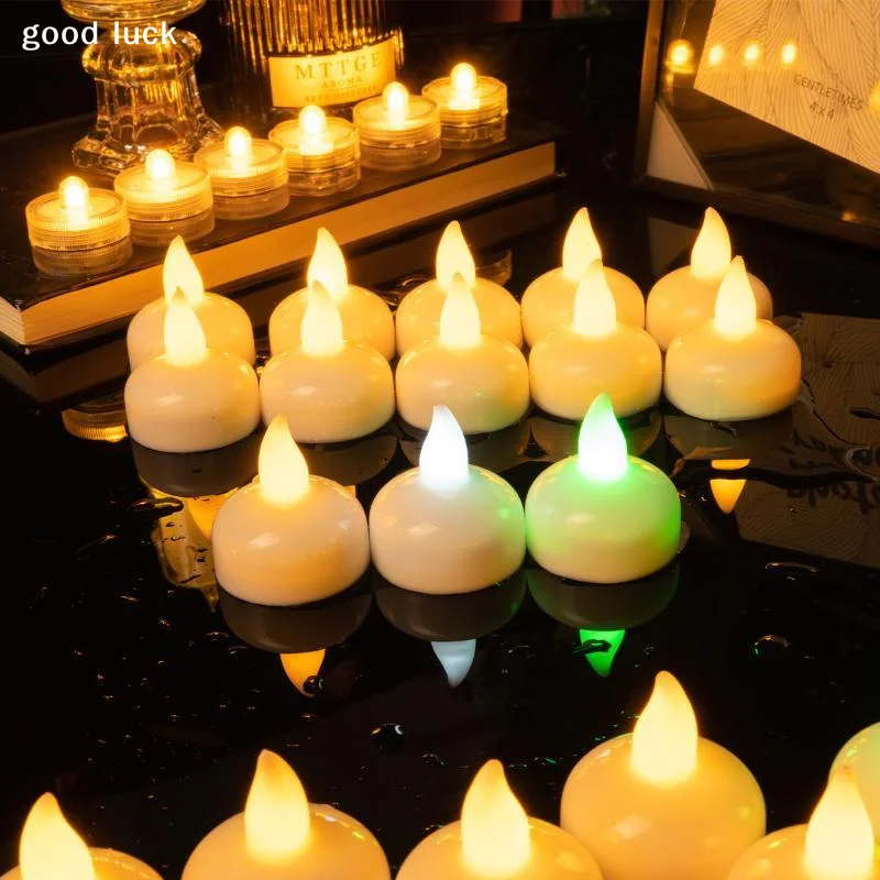 AnswerWaterproof Floating LED Tea Light Candles With Warm Flickering Light For Wedding Bath Spa Home Atmospheric Decor