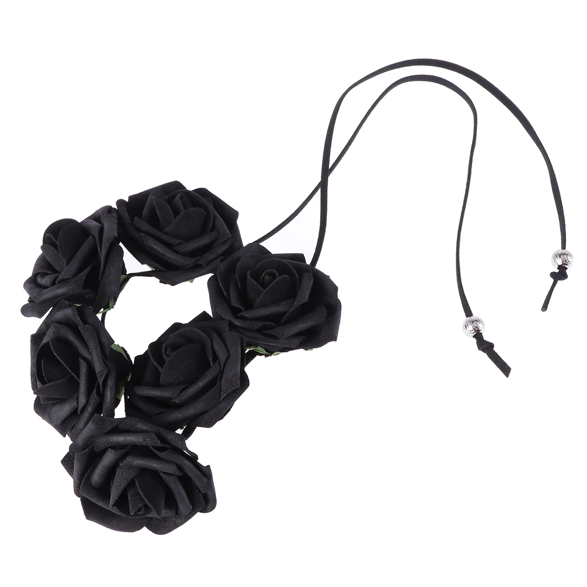 

Foam Rose Hair Wreath Dark Blue Bridal Flower Crown Adjustable Ribbon Headband Floral Headpiece Wedding Party Accessories Hair