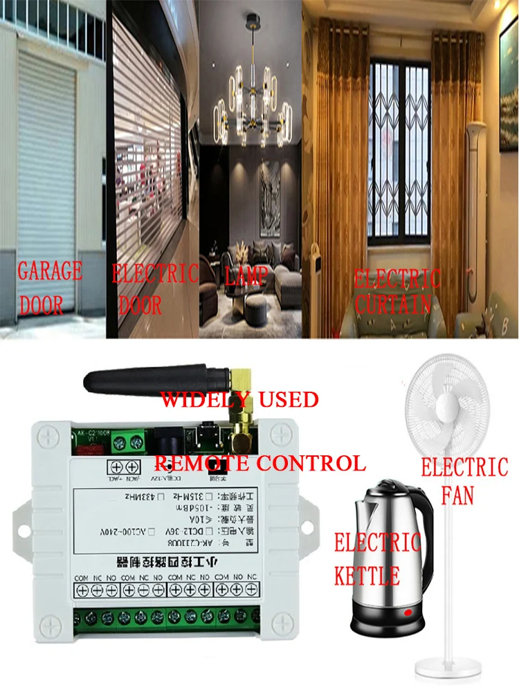 Универсальный беспроводной пульт дистанционного управления 433 МГц, AC110V 220V, 4 канала, реле, радиоконтроллер, модуль приемника, радиочастотный переключатель для ворот, гаража, открывания