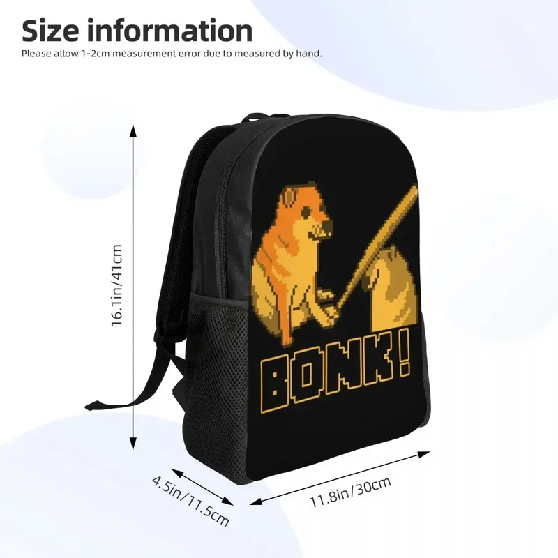 Cheems Bonk Meme Pixel Art Plecak podróżny Kobiety Mężczyźni Szkoła Komputer Bookbag Shiba Inu Pies College Student Torby na co dzień