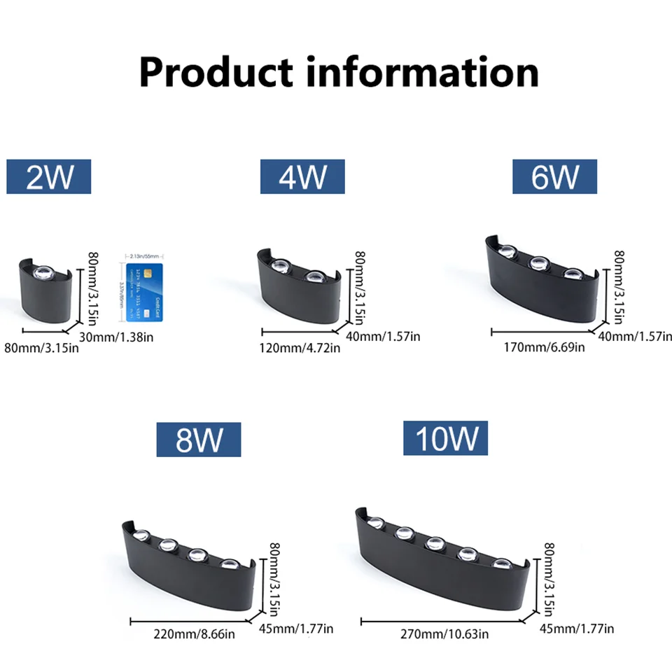 LED Wall Light Outdoor Indoor 2W 4W 6W 8W 10W AC85-265V Up Down White Black Modern Light For Home Garden Bedroom Corridor