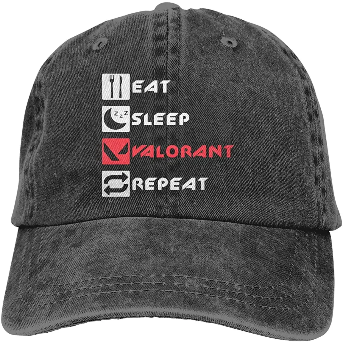 Eat Sleep Valorant Repeat Unisex Adjustable Cowboy Hat Denim Hats Dad Hat Snapback Hat