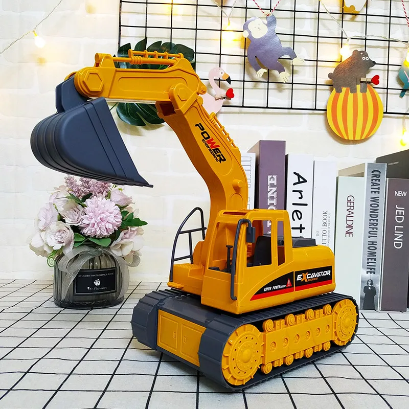 Children's Excavator Car Electric Password Piggy Bank, Simulation Fingerprint Roll Coins and Cash Music English Story Piggy Bank