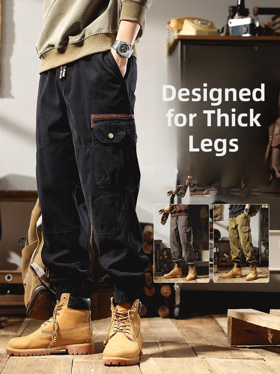 

American Sle Heavyweight Retro Workwear Pants Men's Large Size Casual Trousers Spring Autumn Loose Trendy Harlan Cuffed Pants