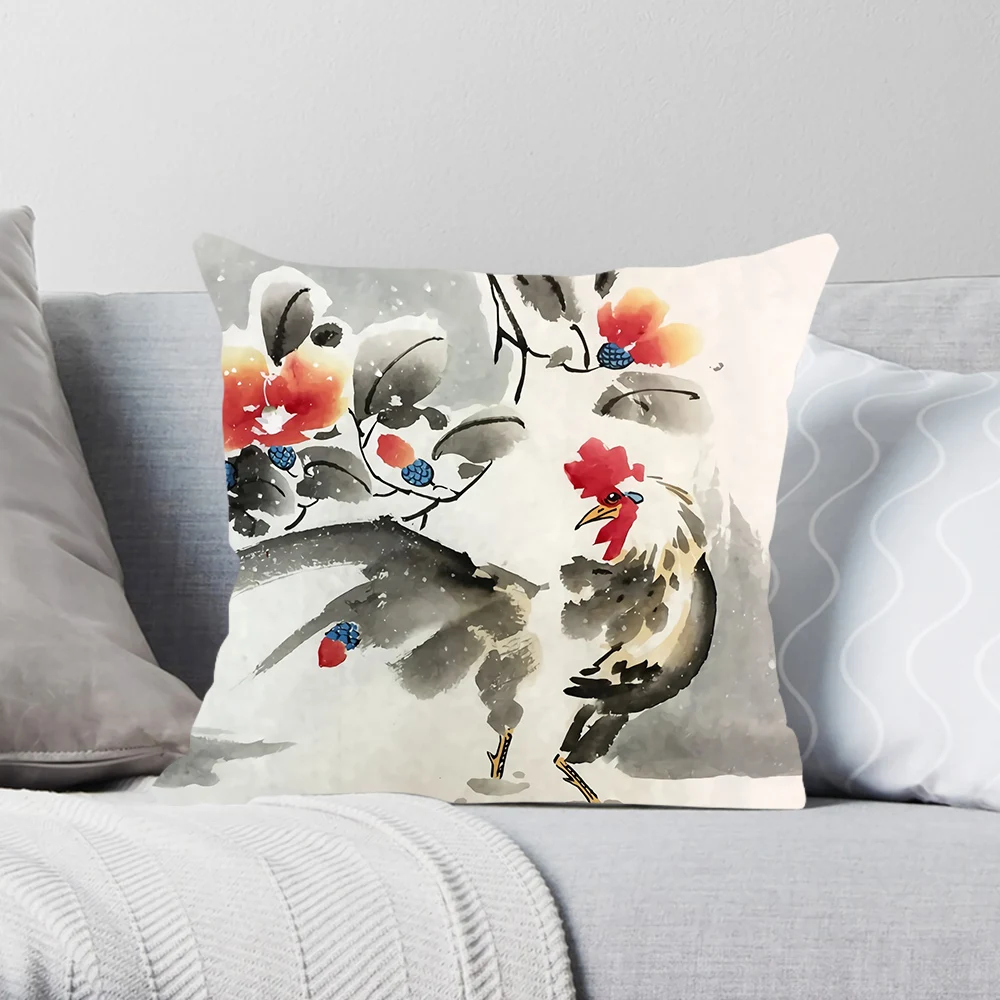 

CLOOCL Fashion Pillow Cases Ink Painting Rooster Art 3D Printed Cushion Cover Pillow Cover for Sofa Home Decor Dropshipping