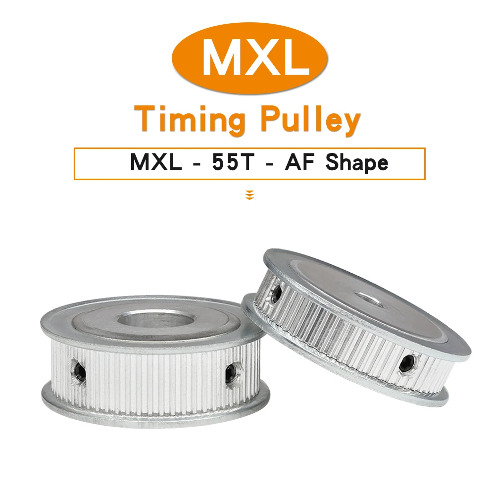 MXL-55T Pulley Wheel Bore Size 5/6/6.35/8/10/12/12.7/14/15/16/17/19/20 mm Aluminum Motor Pulley For Width 6/10mm MXL Timing Belt