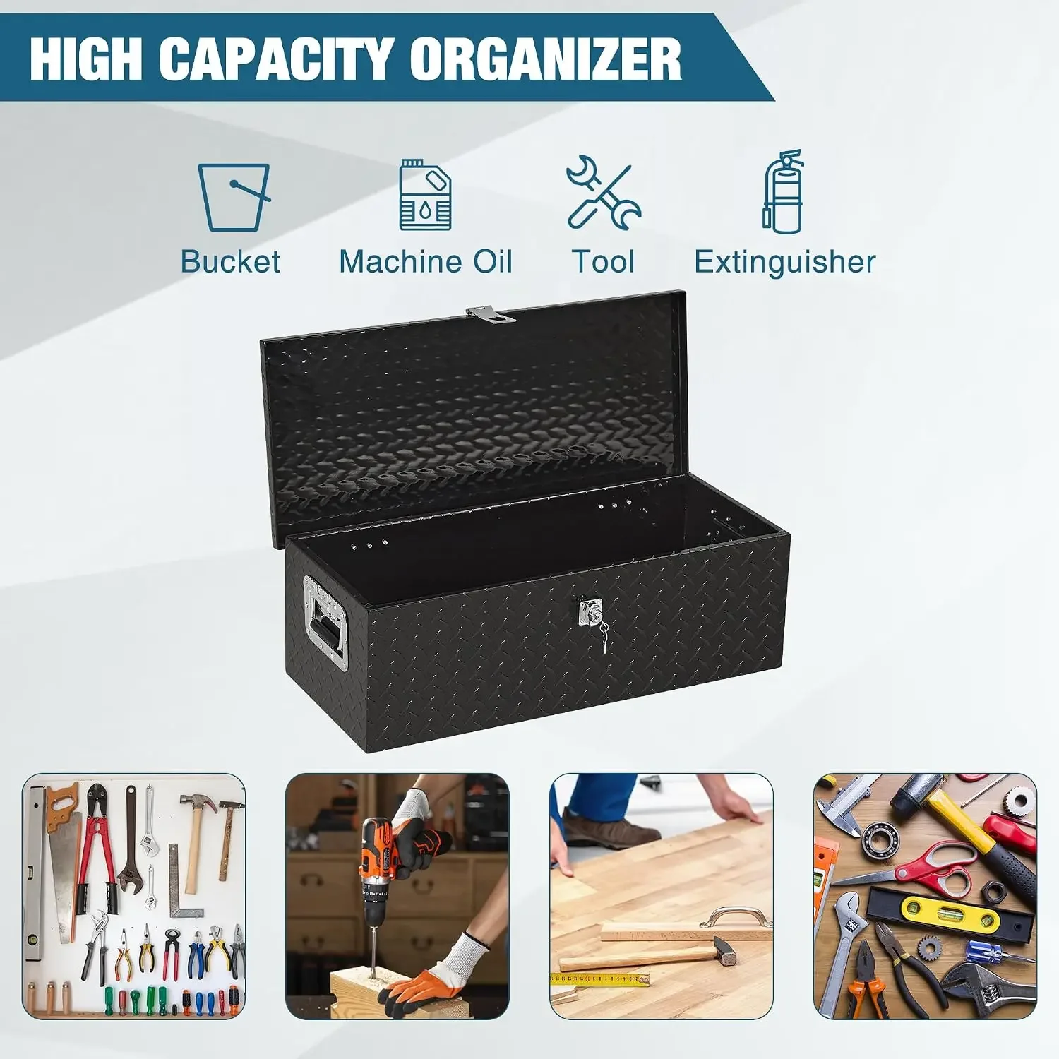 Heavy-Duty Heavy-Duty 30-Inch Aluminum Diamond Plate Tool Box for Pickup Truck Bed, RV & Trailer, Square Storage Organizer with Side Handle, Lock & Keys, Waterproof, 30 X 13 X 10 In - Aliexpress Deal