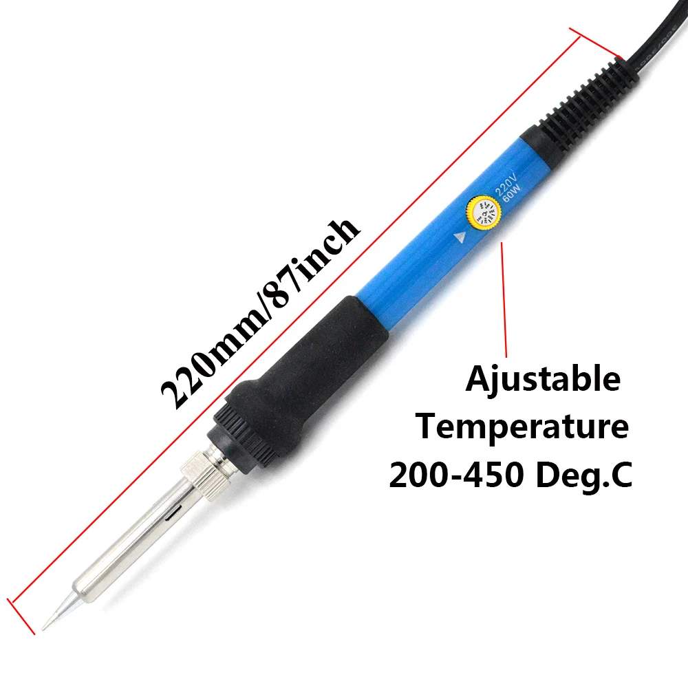 Electric Soldering Iron Kits 220V  60W EU Plug Temperature Adjustable Welding Gun Repair Tool with Tin Soder Wire 5 Iron Tips