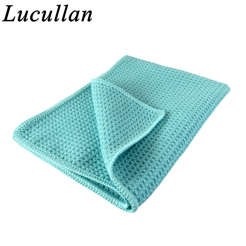 Lucullan-Toalla de secado de microfibra con imán de agua, diseño de tejido de gofre para limpieza de pantalla de pintura de vidrio de coche, cuidado