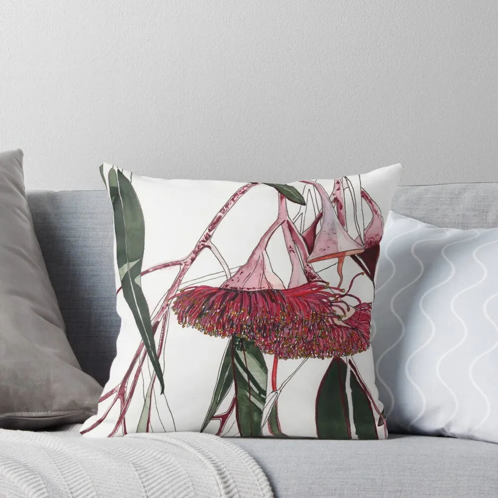Goma de floración de eucalipto, flora australiana, rosa, fundas de almohada para sofás, fundas de almohada para cojines de sofá