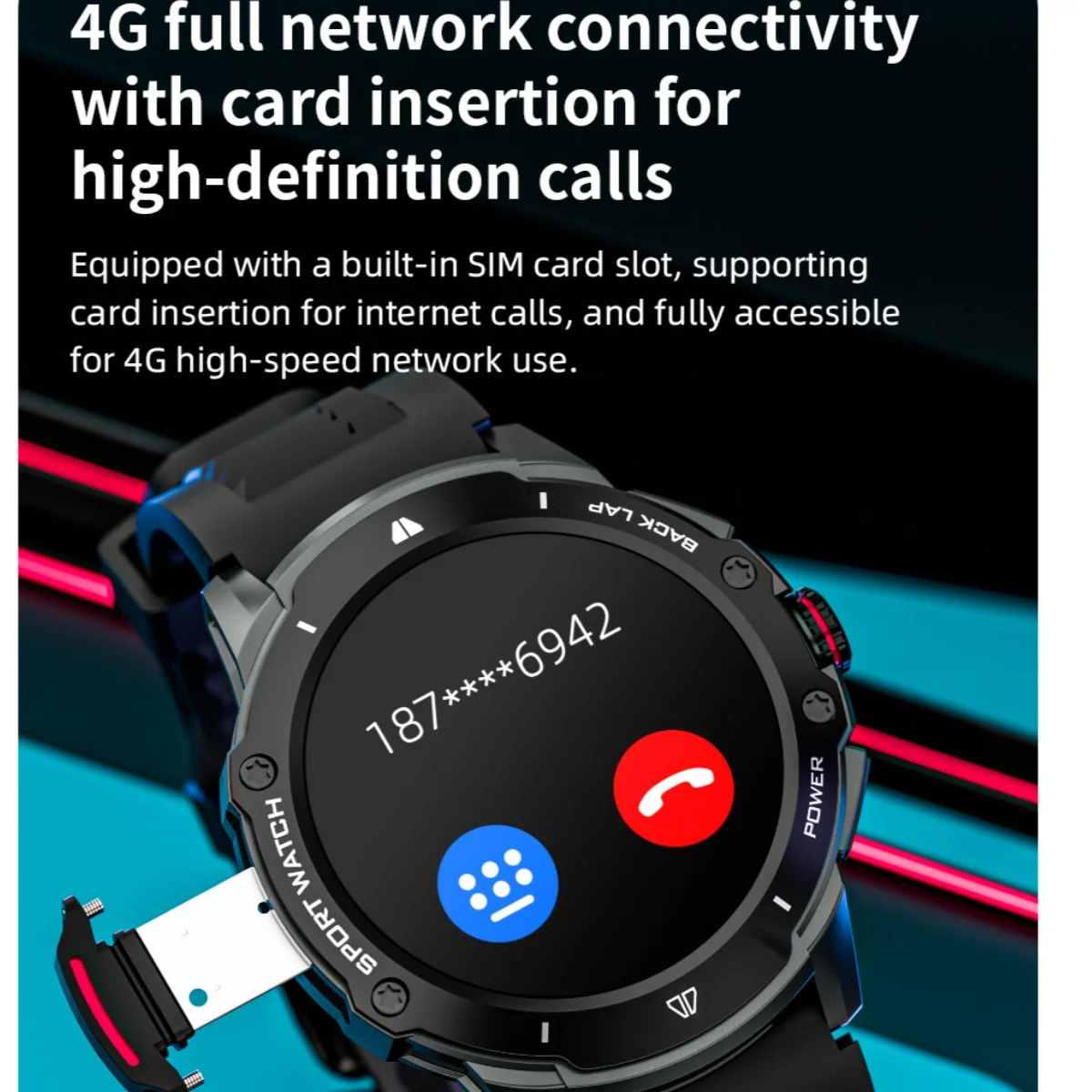 4G شبكة Smartwatch 1.43 بوصة شاشة AMOLED مع كاميرا 200 واط فتحة للبطاقات SIM نظام تحديد المواقع واي فاي جوجل بلاي الديناميكي الهاتفي أندرويد ساعة ذكية #3