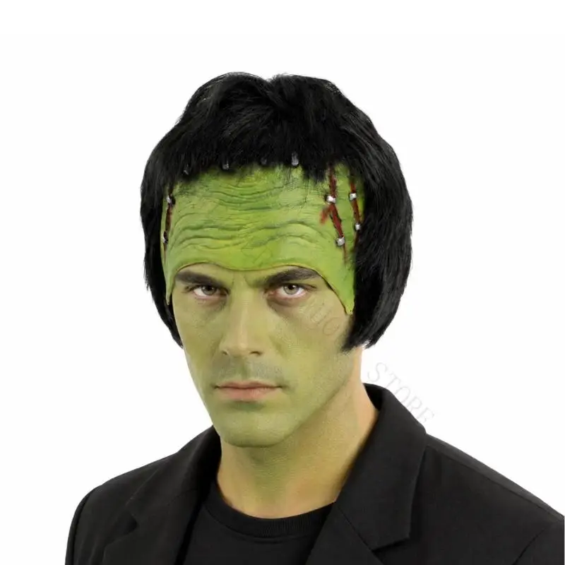 R7UF Adult Cosplay Creature Mask with Attached Hair, Stitched Forehead Half Mask for Photo Use and Theme Parties
